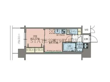 プレジオ難波(1DK/6階)の間取り写真