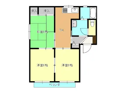 ソフィア A棟(3DK/2階)の間取り写真