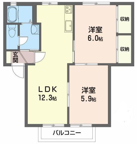 シャーメゾン大原A(2LDK/2階)の間取り写真