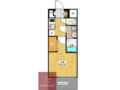 レジュールアッシュ都島ヴェルクレール(1K/4階)の間取り写真