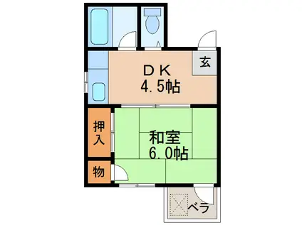 西三宝ビル(1DK/5階)の間取り写真