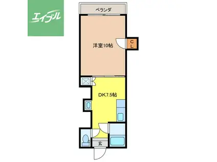 ヴィクトリアピーク椎の木(1DK/3階)の間取り写真