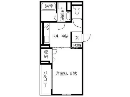 RIPOSO東加古川(1K/2階)の間取り写真