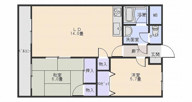 ルネサンス21(2LDK/2階)の間取り写真
