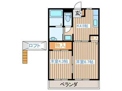 サンパルK・K(2K/3階)の間取り写真