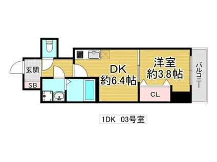 GARDENIA城東(1DK/9階)の間取り写真