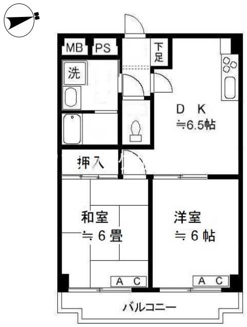 ルミエール蓮根(2DK/3階)の間取り写真