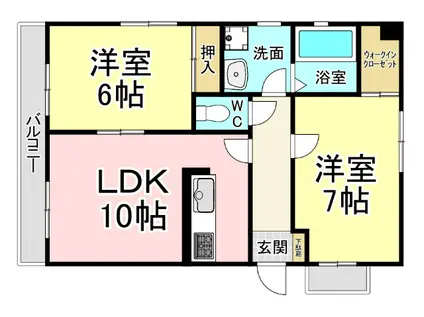 プレステージ・デル・片野(2LDK/7階)の間取り写真