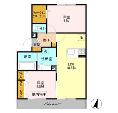 プリムローズ美南(2LDK/2階)の間取り写真