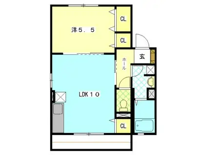 メイプルII(1LDK/1階)の間取り写真