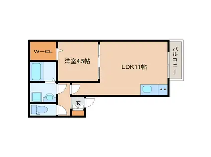 ソレイユビセレクト法蓮町IV(1LDK/3階)の間取り写真