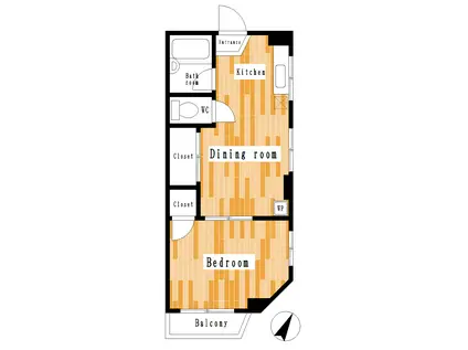 コーポ半田(1DK/3階)の間取り写真