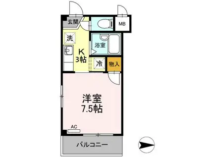 キララハイツ(1K/3階)の間取り写真