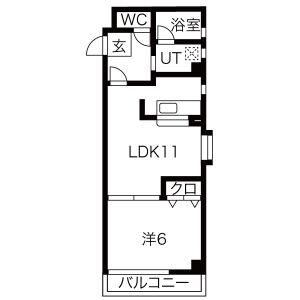ウイスタリア荒子(1LDK/3階)の間取り写真