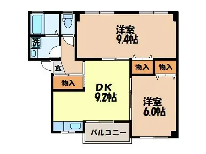 みつまるコーポ(2DK/1階)の間取り写真