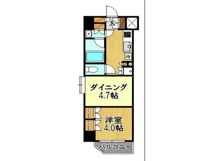 日神デュオステージ新宿若松町(2K/2階)の間取り写真