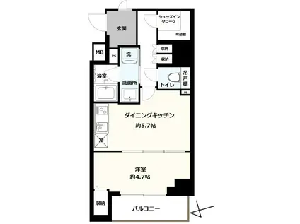 ハーモニーレジデンス東京羽田スカイブリッジ(1DK/5階)の間取り写真