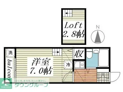 アルカディア二宮II(1K/1階)の間取り写真