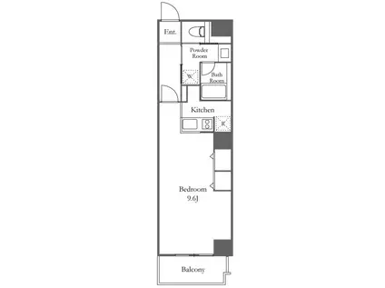 六本木ビュータワー(1K/17階)の間取り写真
