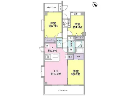 根岸旭台フーガ(3LDK/1階)の間取り写真