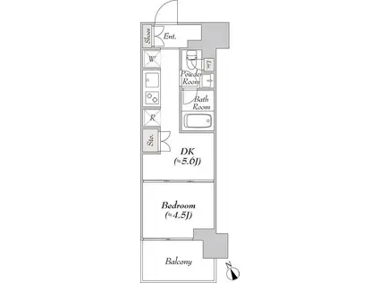 ウエリスアーバン水天宮前(1DK/11階)の間取り写真
