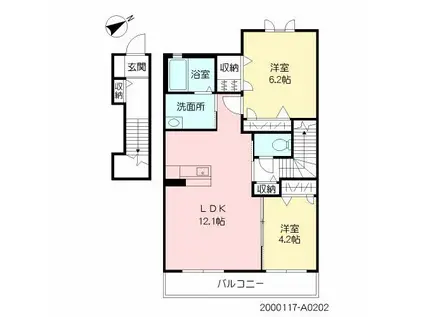 メゾン・ドゥ・大橋(2LDK/2階)の間取り写真