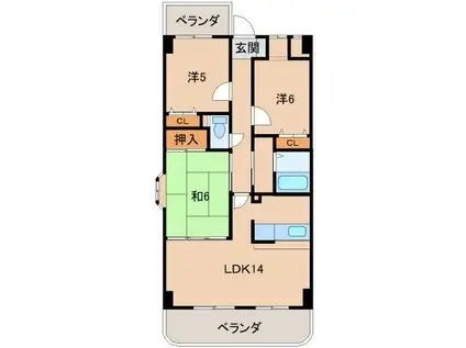 グランド・シーザー(3LDK/4階)の間取り写真