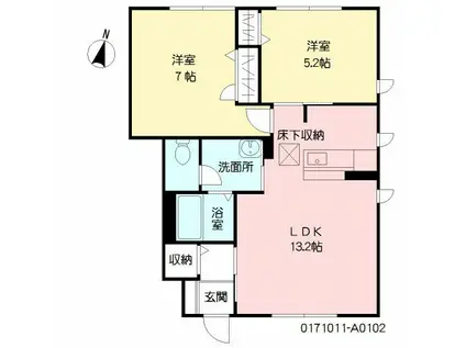 アルブルージュA棟(2LDK/1階)の間取り写真