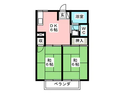 プレジールあおば(2DK/2階)の間取り写真