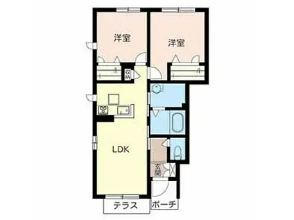 サン クレール三大寺(2LDK/1階)の間取り写真