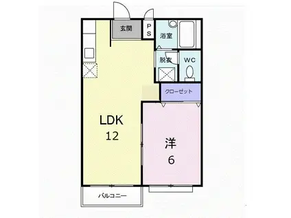 エルディム山口(1LDK/2階)の間取り写真