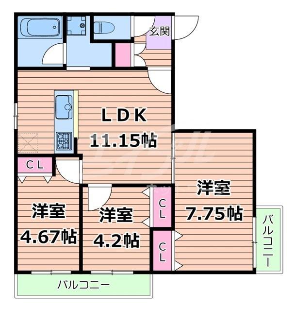 エス.フィールド奏(3LDK/3階)の間取り写真