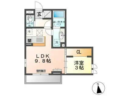トリシア横町サウス(1LDK/1階)の間取り写真