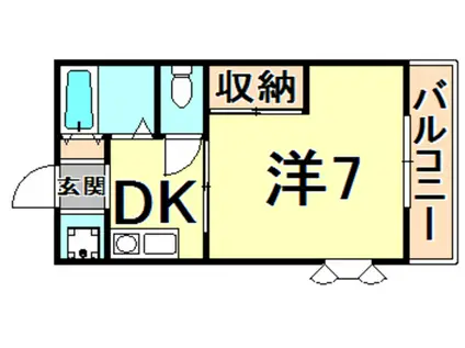 コートアゼリアB棟(1DK/1階)の間取り写真