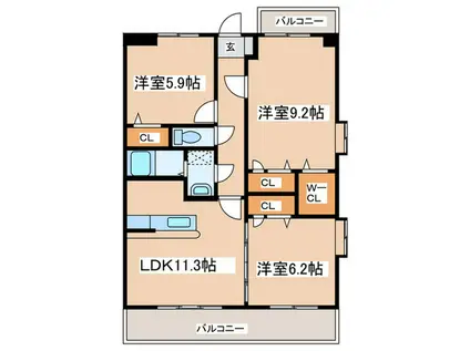 クレールM(3LDK/1階)の間取り写真