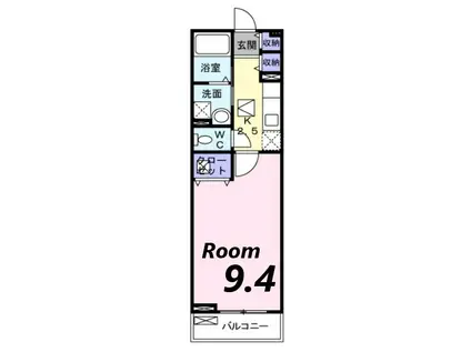 プラシード三宅(1K/2階)の間取り写真