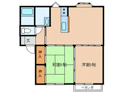 リバーサイド3(2LDK/2階)の間取り写真