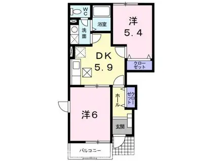 コンフォール芙蓉I(2DK/1階)の間取り写真