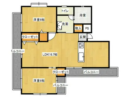 コーポ翠(2LDK/2階)の間取り写真