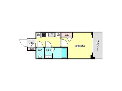 ファステート難波ラグジュ(1K/6階)の間取り写真