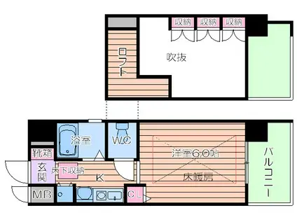 エステムコート梅田東アクアパレス(1K/2階)の間取り写真
