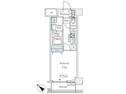 ルミシティ月島(1K/4階)の間取り写真