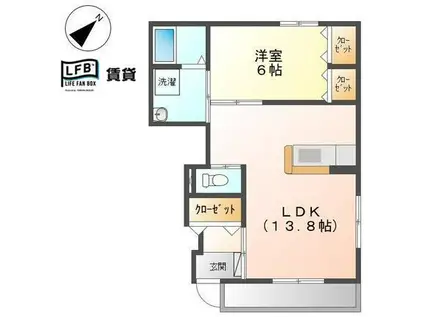 ウィンダミアハウスA棟(1LDK/1階)の間取り写真