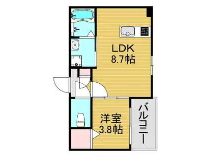 KISHINOSATO ST(1LDK/3階)の間取り写真