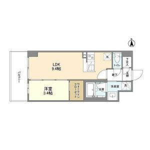 アヴェニール中崎(1LDK/9階)の間取り写真