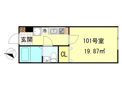 シーエフジオーレ大師駅前(1K/1階)の間取り写真