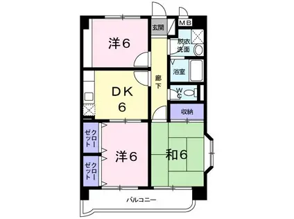 グレース江越(3DK/2階)の間取り写真