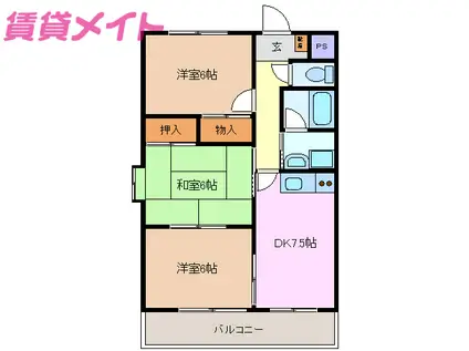 フォレスト・オブ・ウィーン(3DK/1階)の間取り写真