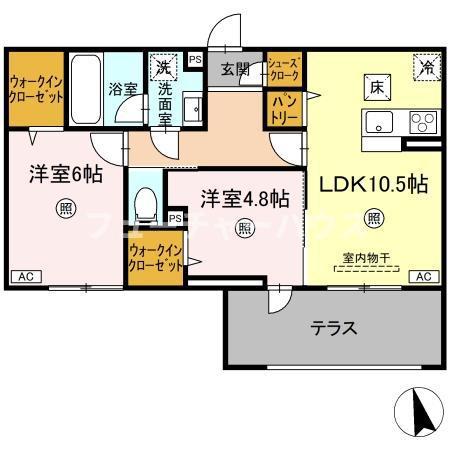 フローリア(2LDK/1階)の間取り写真