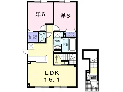 グリーンコーポII(2LDK/2階)の間取り写真